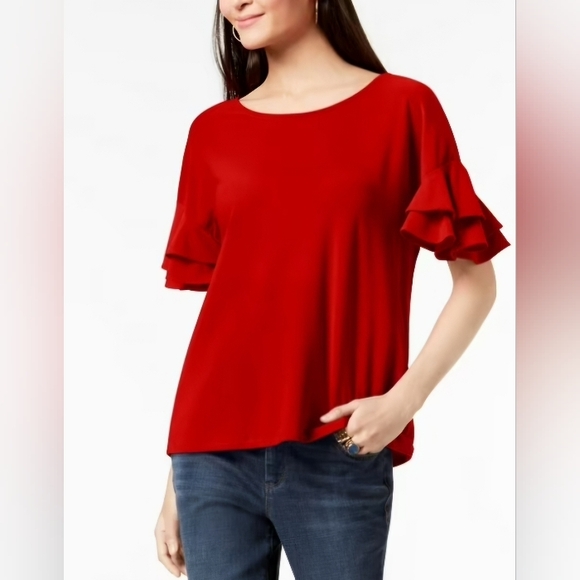 Sympli Tops - Sympli Bright Red Blouse